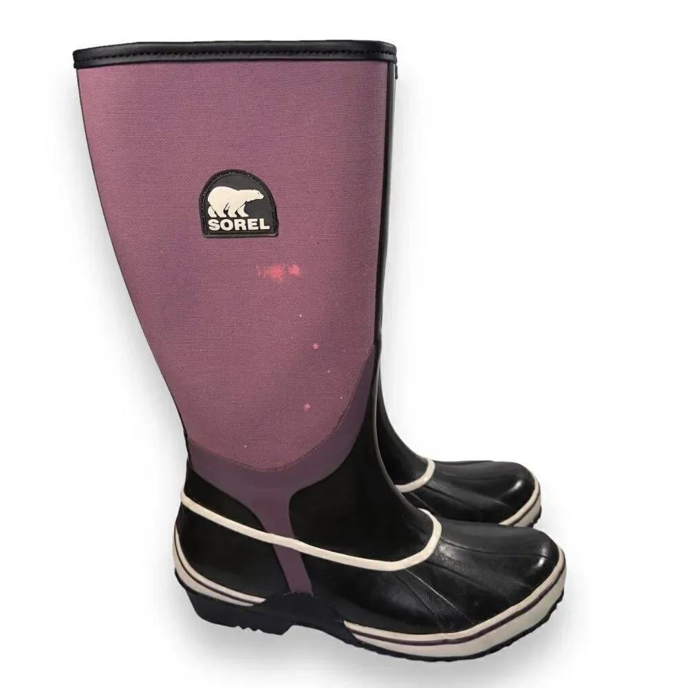 Sorel Sorellington Tall Slip-on Rain Boots Purple / Black‎ NL1620-518 Women's 8